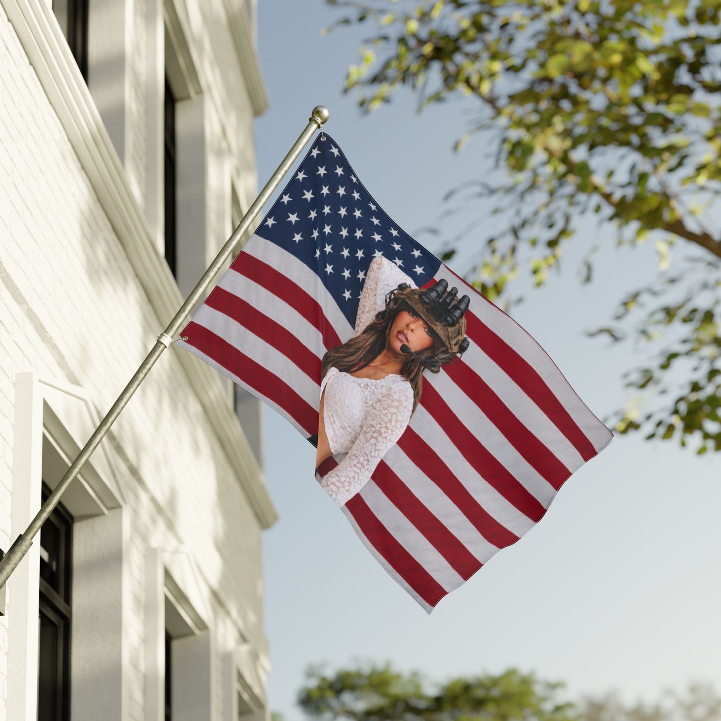 ELLA LANGLEY NODS AMERICAN FLAG