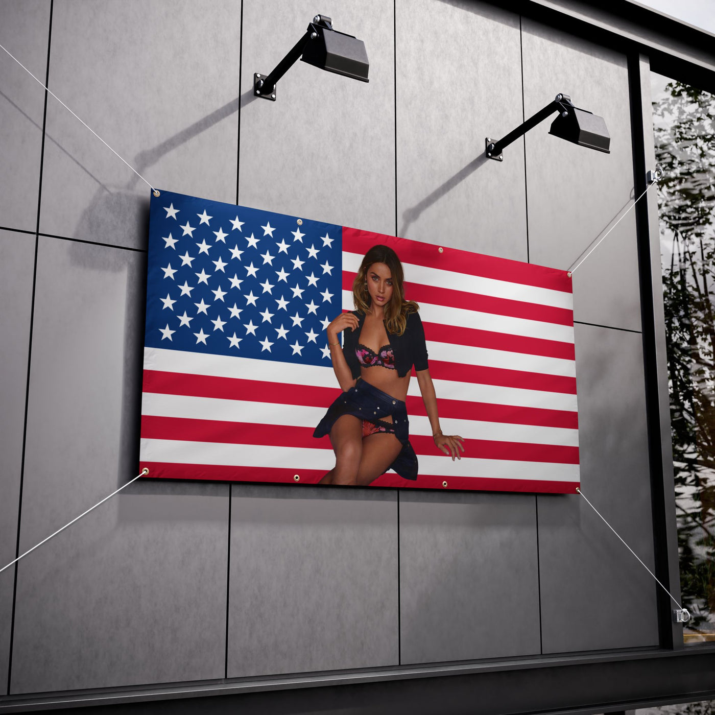 Anna De Armas AMERICAN FLAG Banner