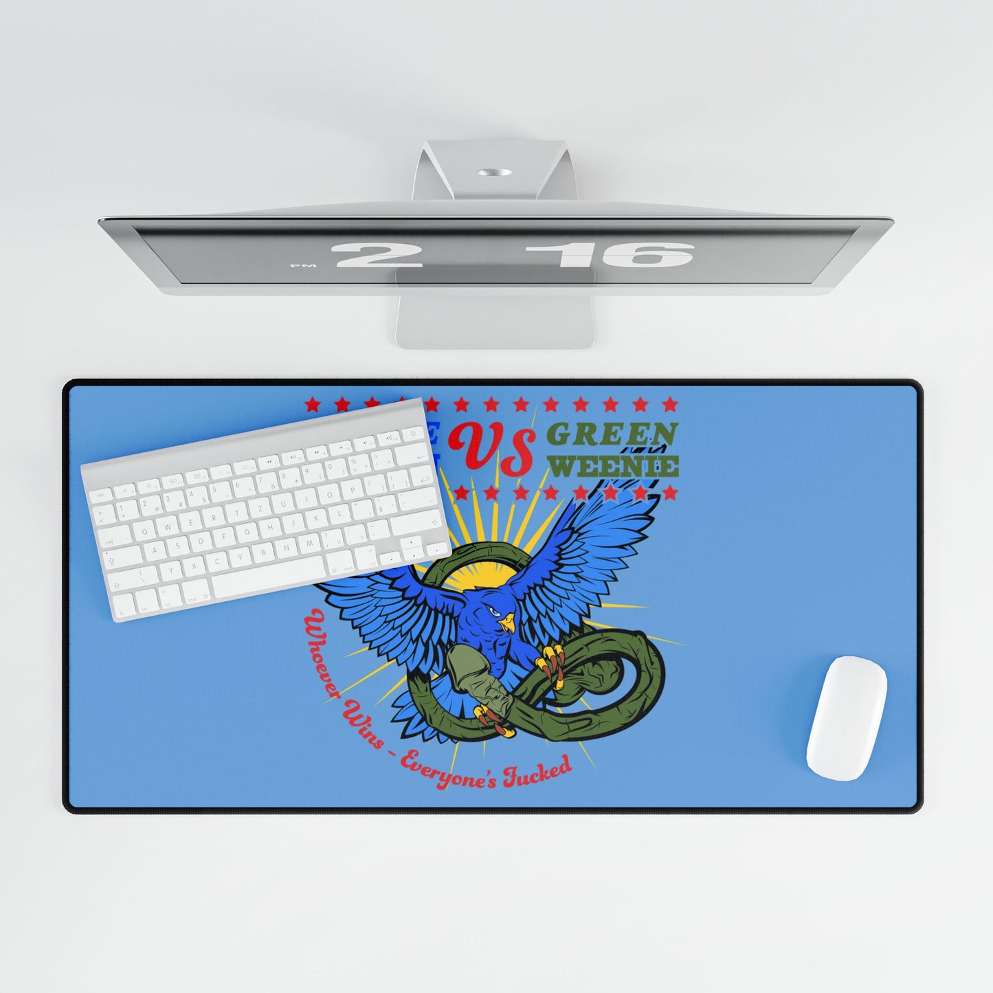 BlueFalcon Vs Green Weenie DeskMat