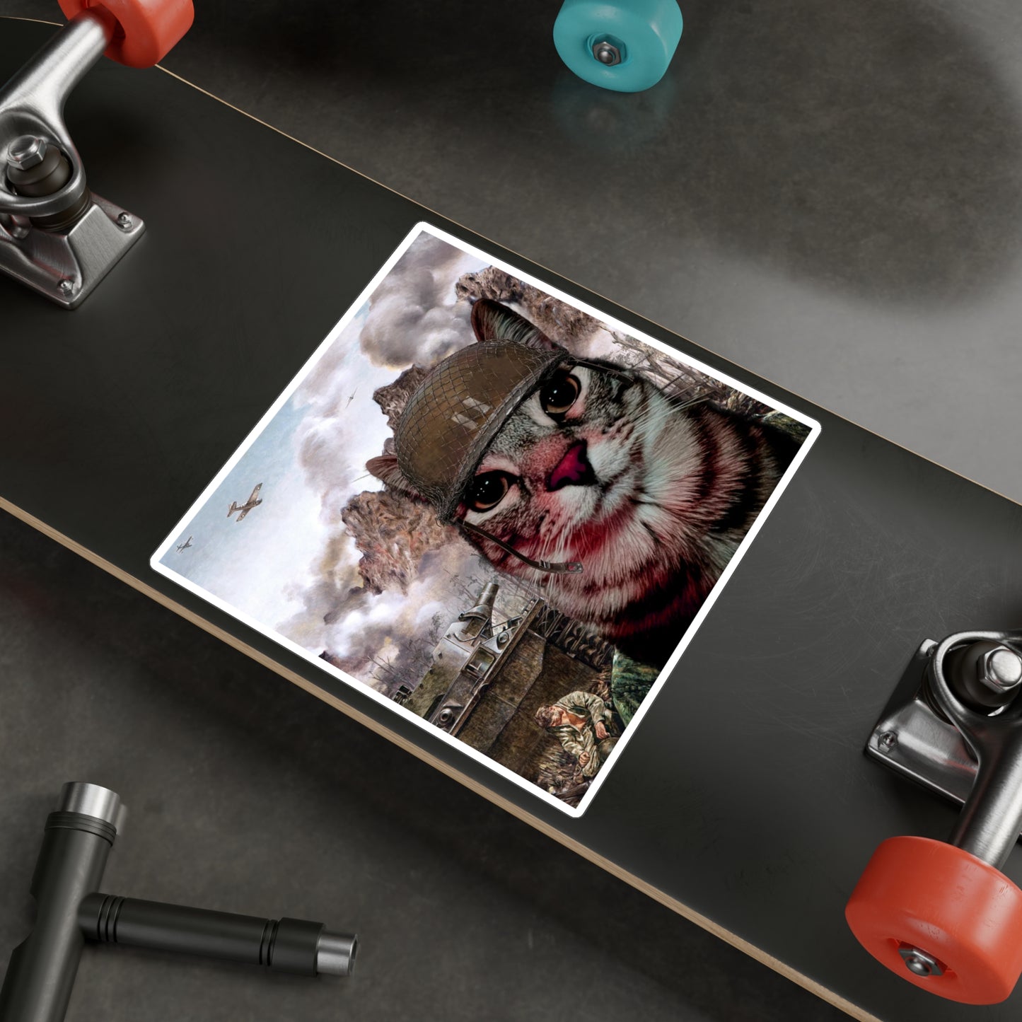 Cat Two-Thousand Yard Stare STICKER