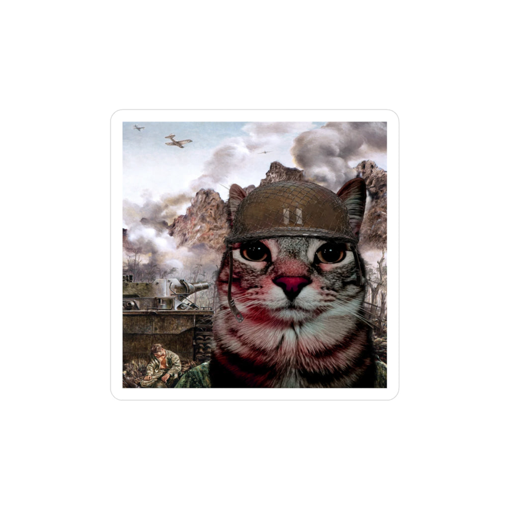 Cat Two-Thousand Yard Stare STICKER