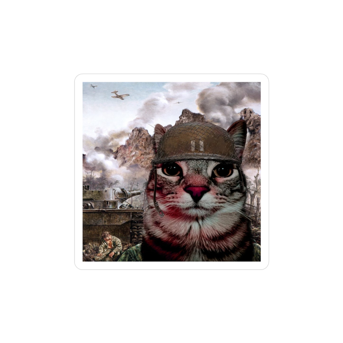 Cat Two-Thousand Yard Stare STICKER