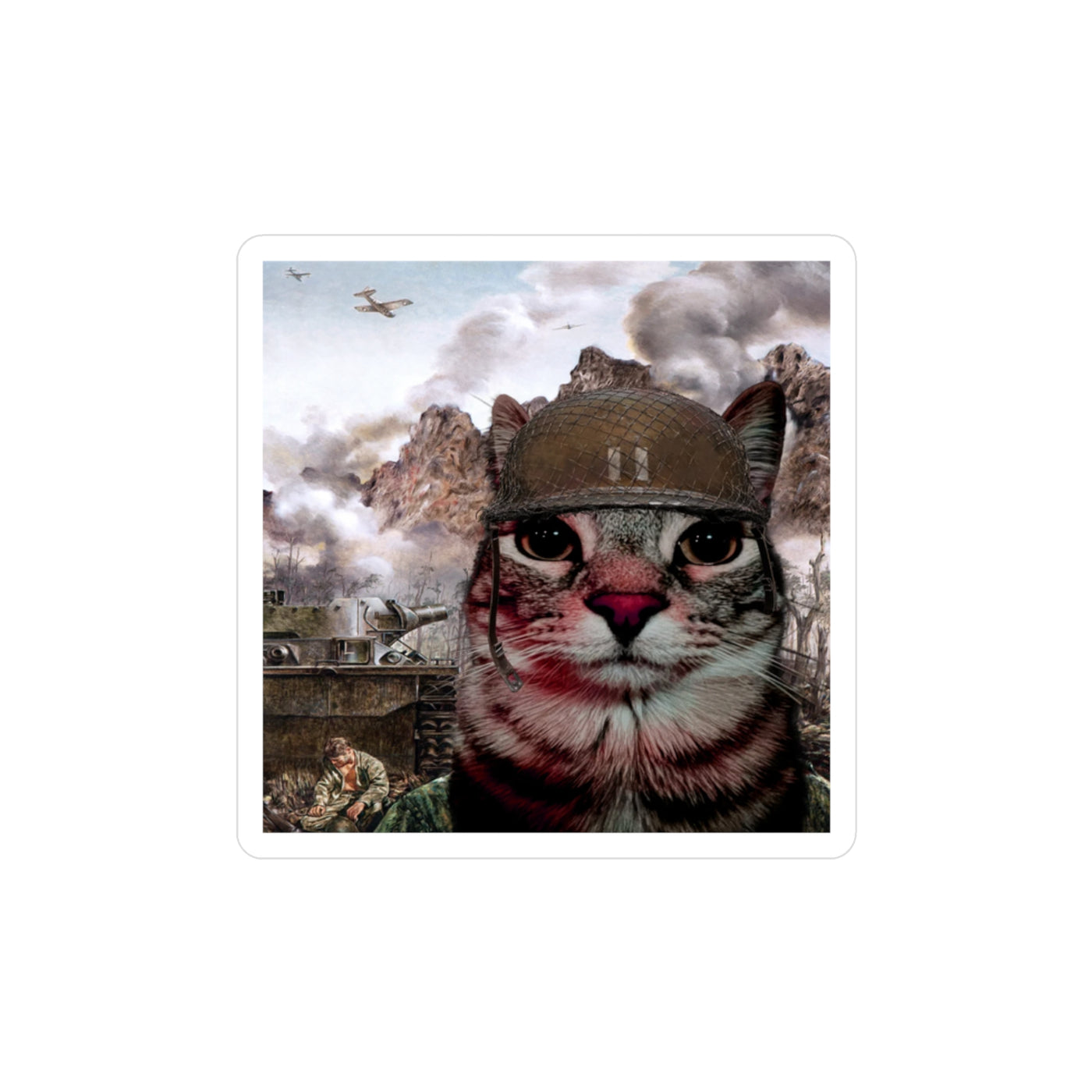 Cat Two-Thousand Yard Stare STICKER